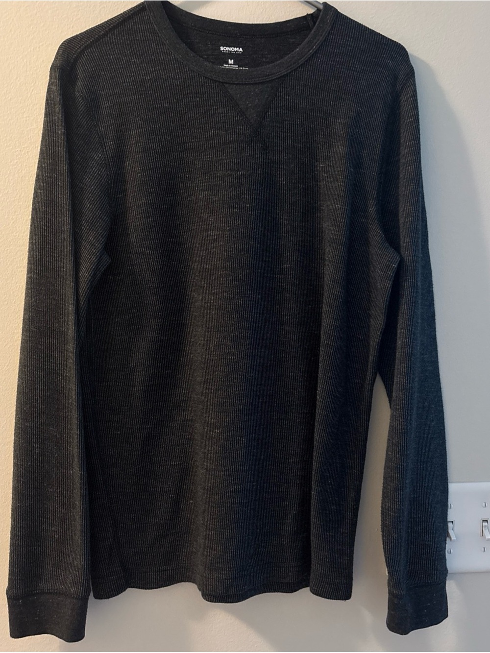 Sonoma Men's Charcoal Waffle Thermal Crewneck Shirt